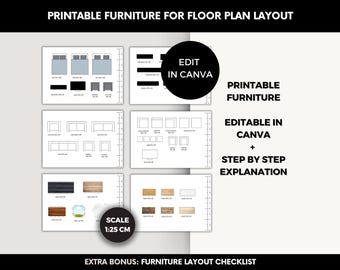 Editable Furniture Template Kit, DIY Floor Plan & Room Design in Canva, Canva Design Kit, Editable Floor Plan Furniture, DIY Home Design,