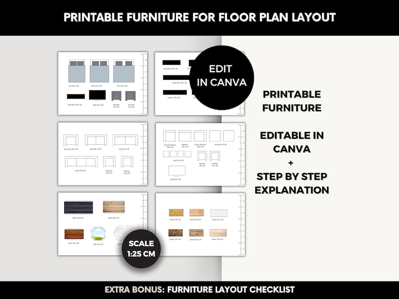 Editable Furniture Template Kit, DIY Floor Plan & Room Design in Canva, Canva Design Kit, Editable Floor Plan Furniture, DIY Home Design,