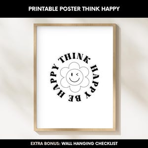 Posters and Prints, Poster for Room, Think Happy Poster, Inspirational Quote Wall Art Print, Home Decor Gift, Positive vibes, Home Deco,