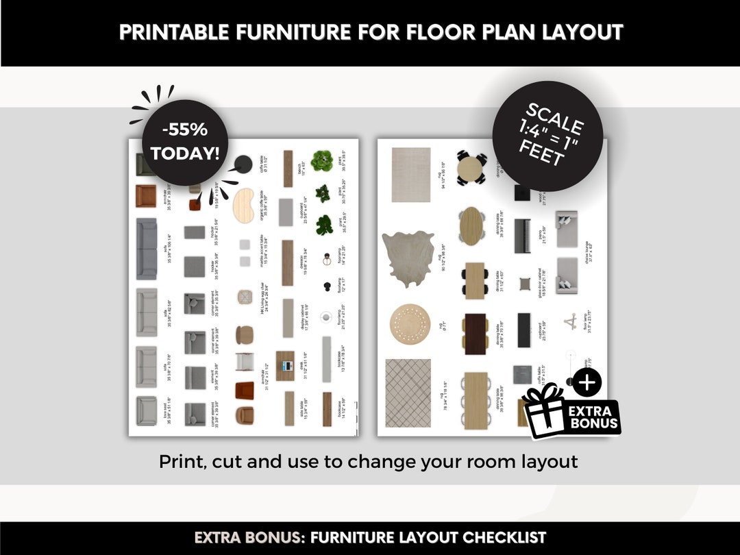 Furniture Printable Template Kit, DIY Floor Plan Kit, Furniture Layout ...