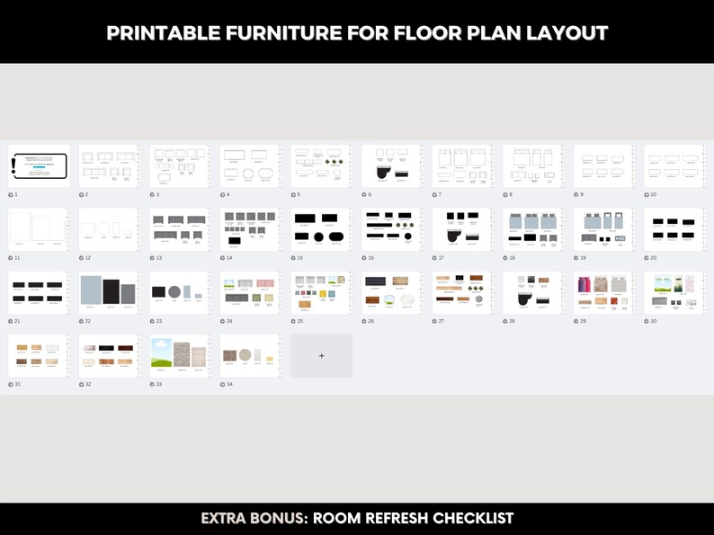 Editable Furniture Template Kit, DIY Floor Plan & Room Design in Canva, Canva Design Kit, Editable Floor Plan Furniture, DIY Home Design,