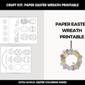 Handmade Easter Decor Printable Wreath Kit, Family-Friendly Easter Craft Kit Digital Download, Printable Easter Wreath Making Kit For Kids