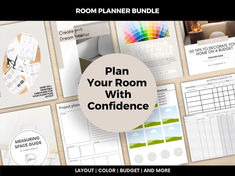 Room Planner Printable Bundle, Room Layout Templates, Mood Board, Color ...