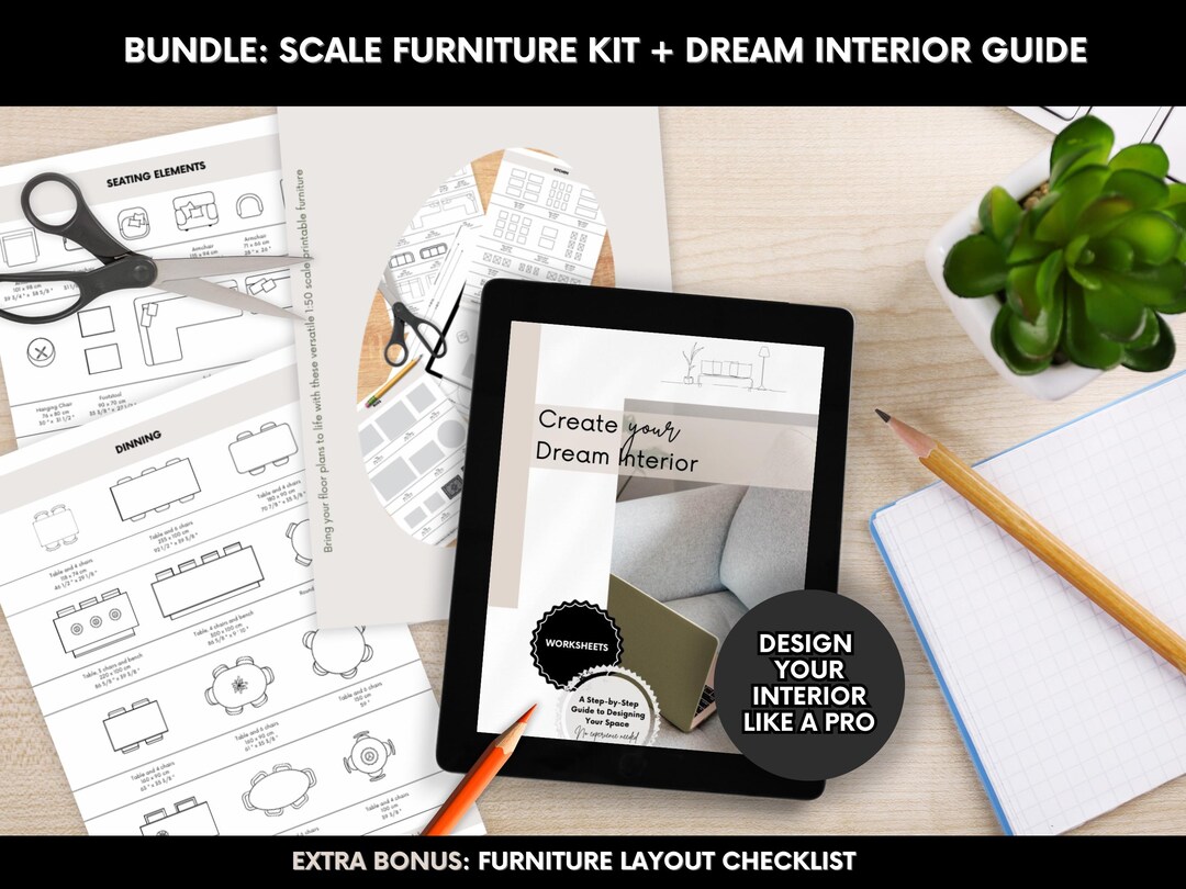 Printable Scale Furniture Templates + Interior Design Guide, DIY Room ...