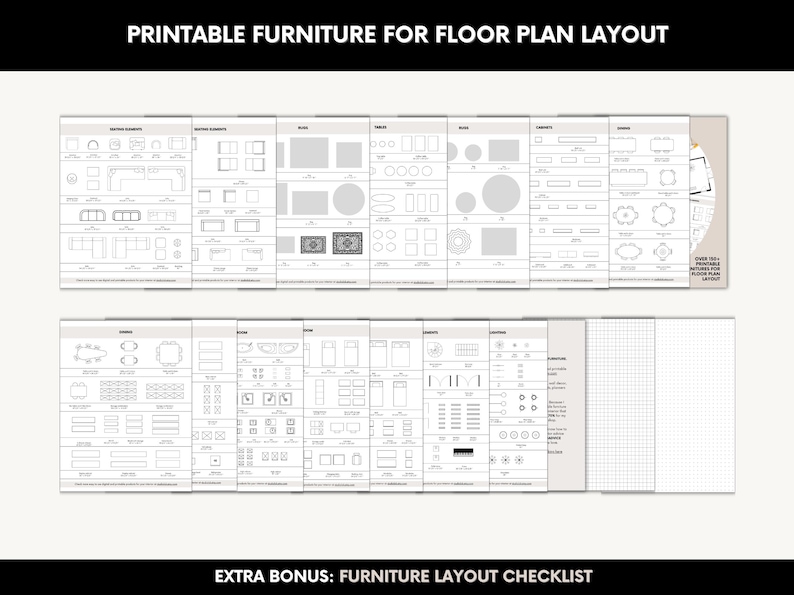 Printable Scale Furniture Templates Interior Design 1/4"=1' Scale DIY ...