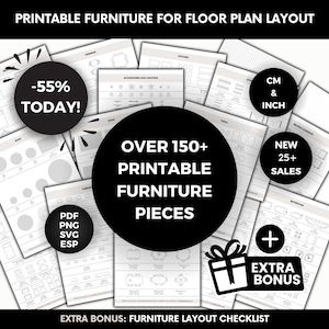 Printable Scale Furniture Templates Interior Design 1:50 Scale DIY Miniature Furniture Cutouts For Floor Plan Layouts Home Decor Planning