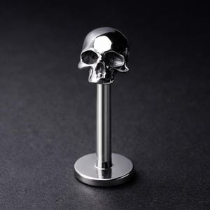 Stainless Steel Skull Push-In Labret | Threadless Gothic Body Jewelry