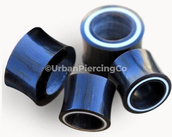 Unique Buffalo Horn Tunnel Plug with White Bone Inlay – Sold by Pair