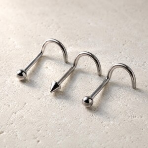 316L Stainless Steel Nose Screw Ring Ball Dome Spike | 18G 20G Nose Ring | Initial Piercing Nose Jewelry | Simple Nose Stud
