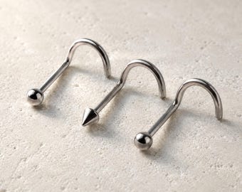 316L Stainless Steel Nose Screw Ring Ball Dome Spike | 18G 20G Nose Ring | Initial Piercing Nose Jewelry | Simple Nose Stud