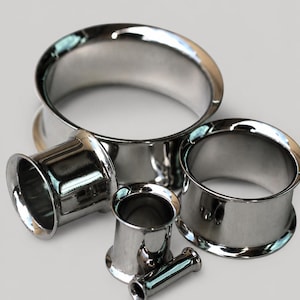 Surgical Steel Double Flared Tunnel Plug - Up to 2" | Polished Stainless Steel Ear Gauge Sold As Pair
