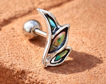 Edelstahl Abalone Muschel Mini Engel Flügel Knorpel Ohrring - Tragus oder Helix Piercings Schmuck