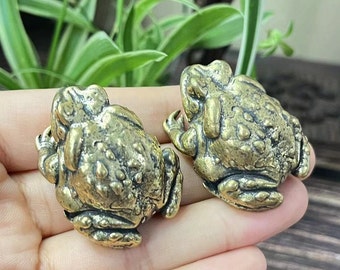 Wealth Golden Frog brass Toad Coin Fortune, Frog Feng Shui Toad Lucky Ornament, Three Legged Golden Toad Family Car Coffee Table Decor Gift