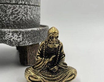 Buddhist antique brass mini Dharma Buddha sitting Buddha, Peace Zen Bodhisattva, meditation decorations Tibetan Buddhism Tathagata Miniature