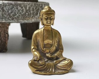 solid fine brass Buddha figurine, Meditating Sitting Buddha Figurine,  Meditation Deco Sakyamuni buddha  statue