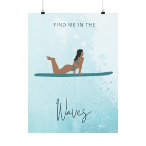 Matte Vertical Posters-Find Me in the Waves (Black)