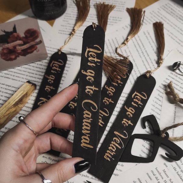 Caraval Bookmarks. Wooden Bookmarks. Books lover gifts. Bookish Merch. Dark Academia Merch.