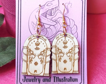 Durin's Door Earrings, LOTR Bookish Jewelry, Hypoallergenic Steel.  Moria Doors. For book lovers
