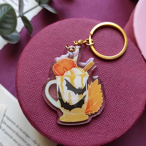 Pumpkin Spice late Keychain. Spice Late lovers. Spooky season. Spooky keychain. Halloween keychain. Autumn keychain. Pumpkin Spice jewelry.