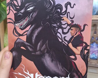 black horse alien art print. black ven alien. wall decoration. súper heroe film