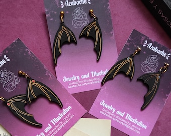 Bat boys Wings Earrings: Bookish Stainless Steel Jewelry. Romantasy merch.