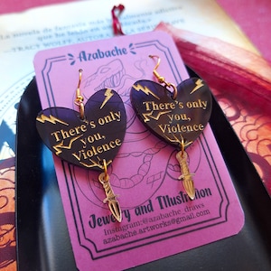Fourth Wing Heart Earrings: Bookish Dragon Jewelry. Iron Flame. Xaden Riorson. Book lovers merch