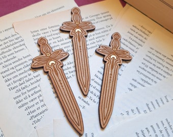 Wooden Sword Bookmark: Fantasy Book Lover Gift
