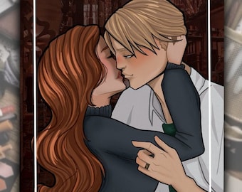 Dramione Photocard. Dark Academia Stationery. Bookish Merch. Romantasy art print. Dramione bookmark.