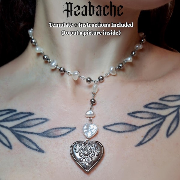 Nosferatu Medaillon Halskette. Gothic Schmuck. Vampir-Halsband. Valentinstag Geschenk. Mit Perlen.