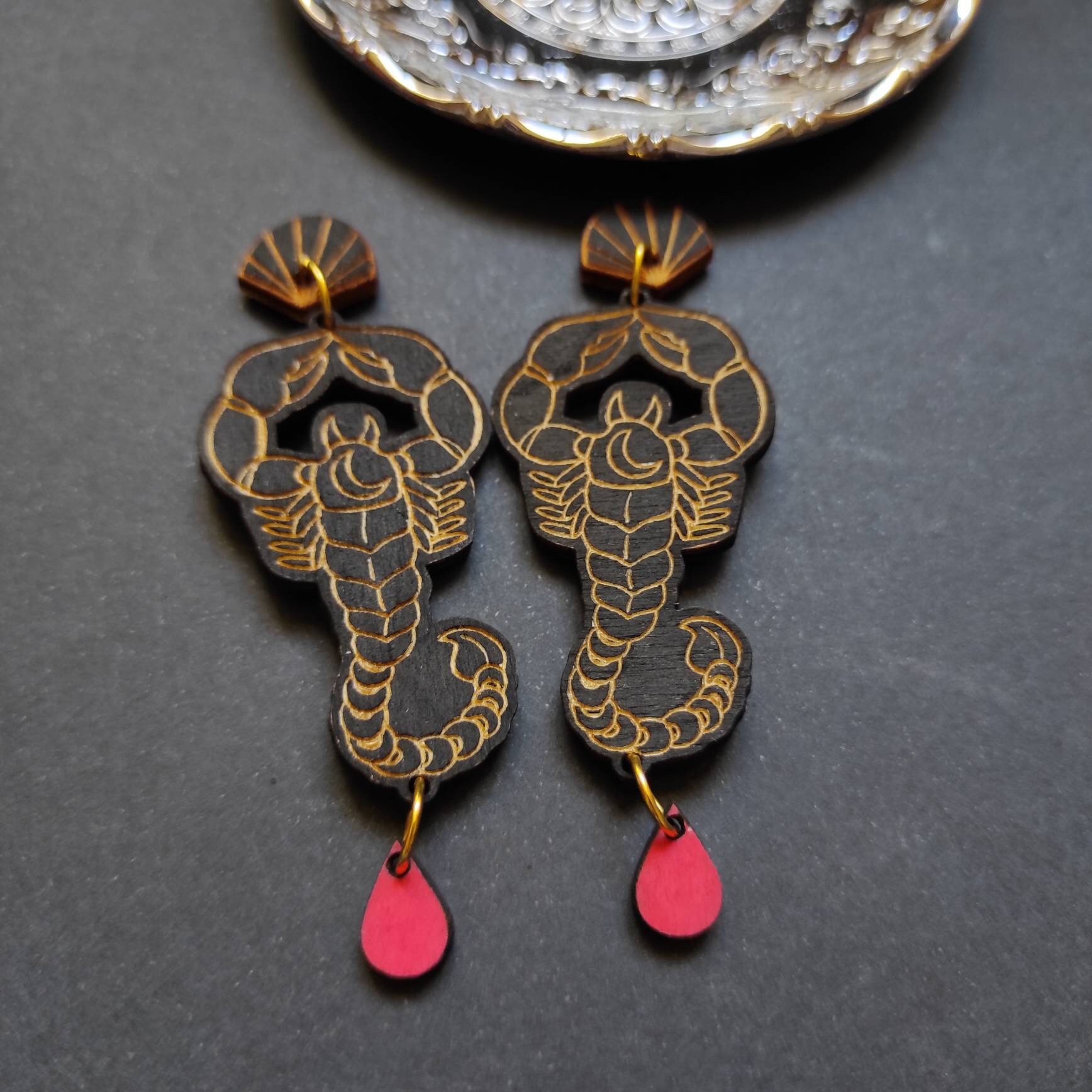 Orecchino a forma di scorpione - Argento Sterling - Orecchino a forma di gotico - Italia