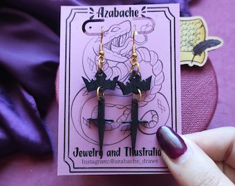 Cruel Prince Earrings: Crown & Sword, Bookish Jewelry. Jude and Cardan Cosplay. Jurdan. Fantasy