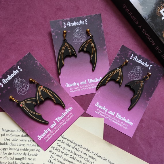 Bat boys Wings Earrings: Bookish Stainless Steel Jewelry. Romantasy merch.