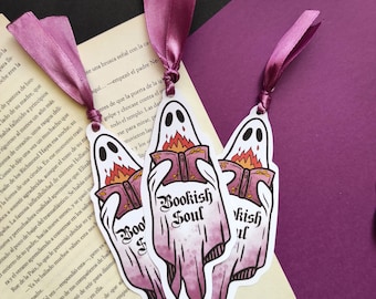 Segnalibro fantasma da biblioteca: Halloween, stagione spettrale. Con pizzo. Regali per lettori, autunno.