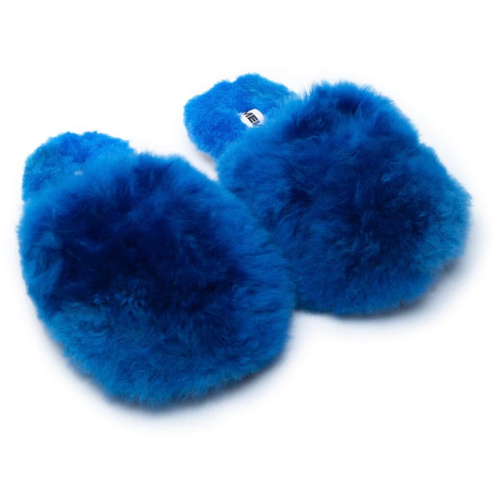 Royal Blue Alpaca Fur Slipper Etsy