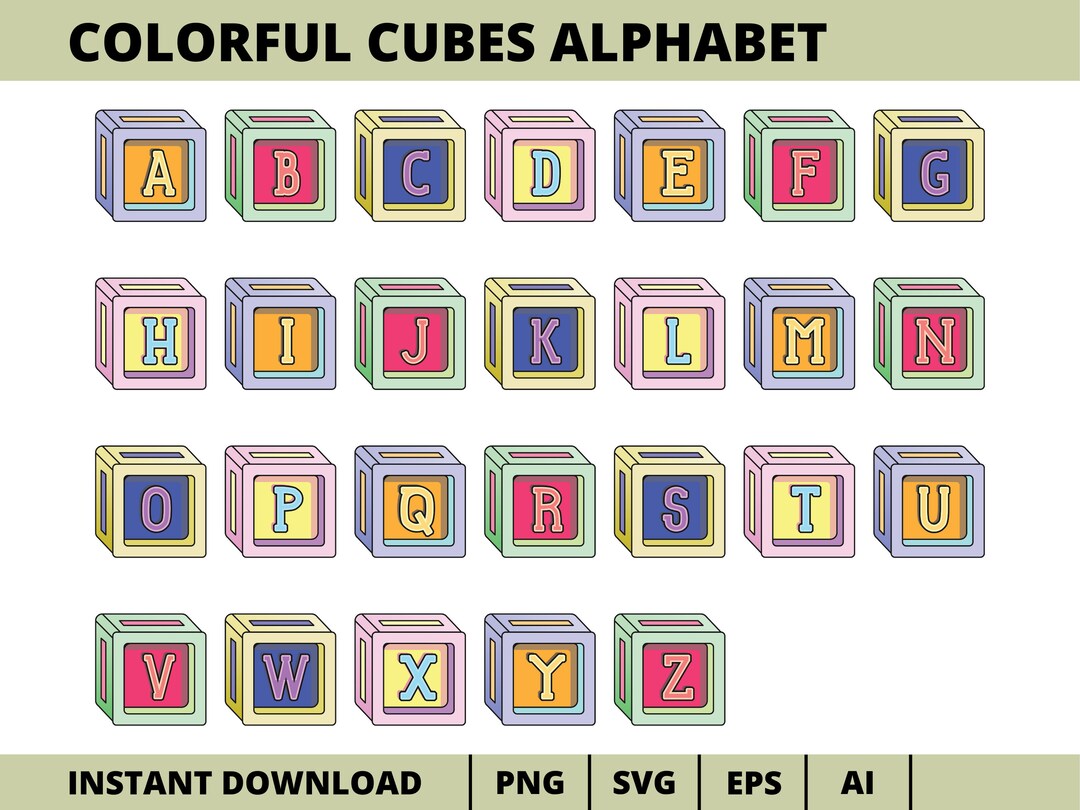 Colorful Baby Blocks Alphabet Clipart, Toy Blocks Alphabet Vector Png ...