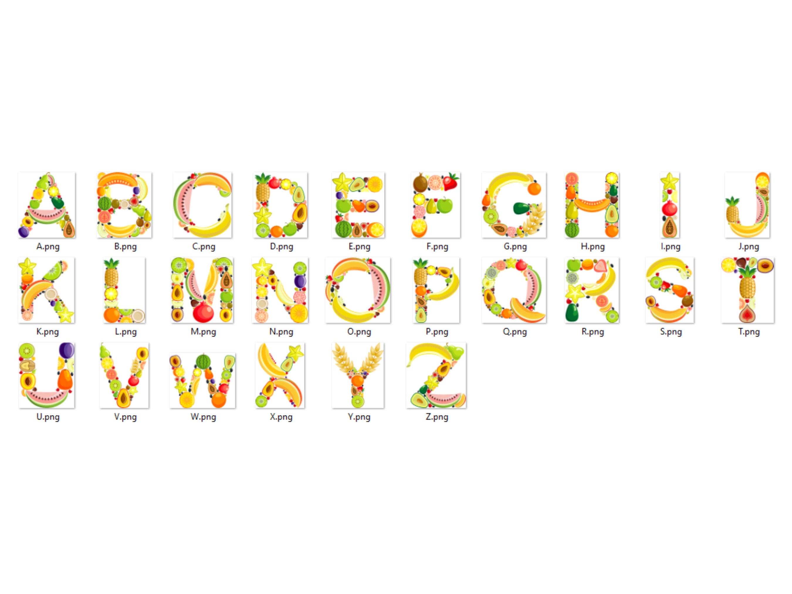 Fruit Alphabet Clipart Fresh Fruit Alphabet Vector Png Svg Eps Ai