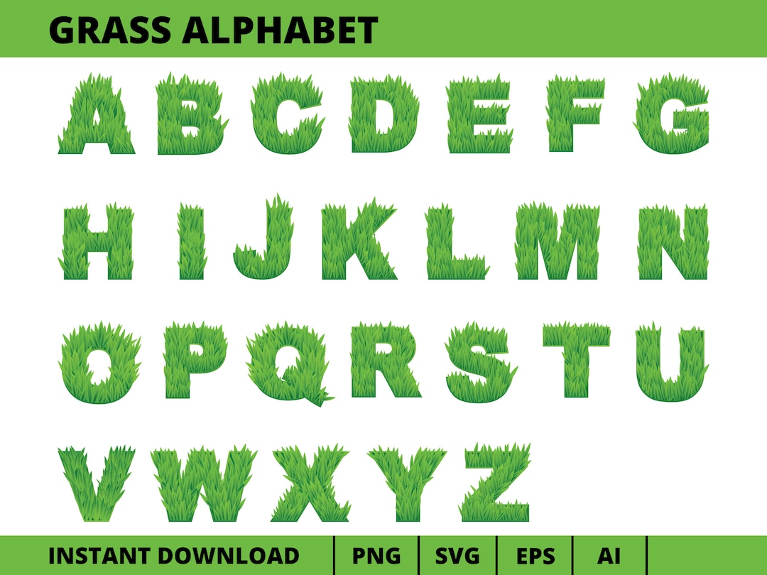 Grass Alphabet Clipart, Field Alphabet Png Svg Eps Ai, Plant Font