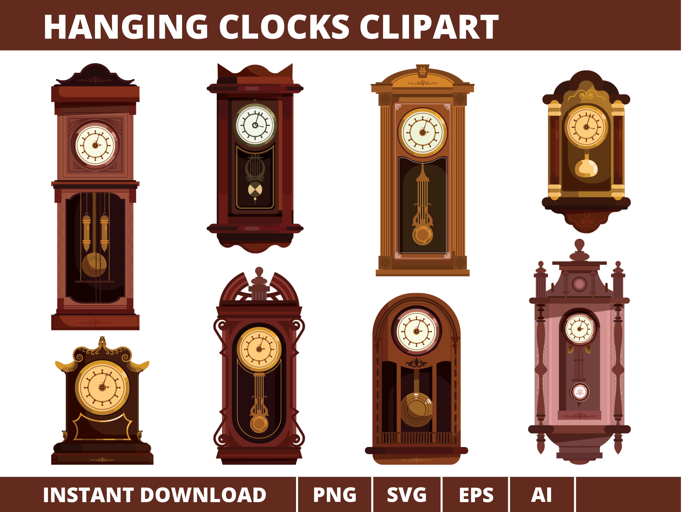 Old Fashioned Clock Clipart Png