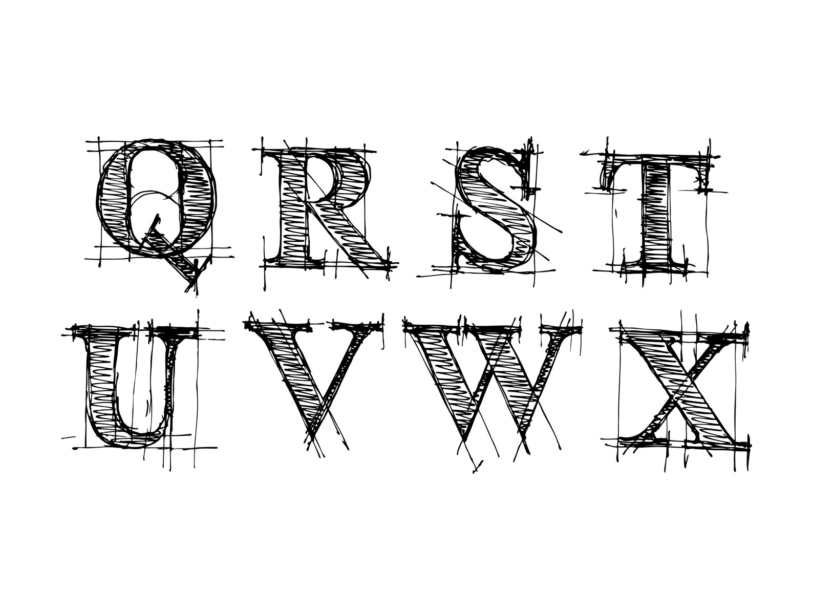 Hand Drawn Sketch Alphabet Clipart, Sketch Alphabet Vector Png Svg Eps