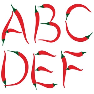 Red Chili Pepper Alphabet Clipart, Chili Alphabet Vector Png Svg Eps Ai ...