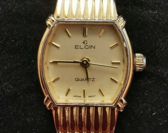 Montre Elgin vintage pour femme classique dorée (mouvement à quartz japonais)