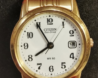 Citizen Eco-drive E011-S070996 Japan Solar Ladies Watch Golden