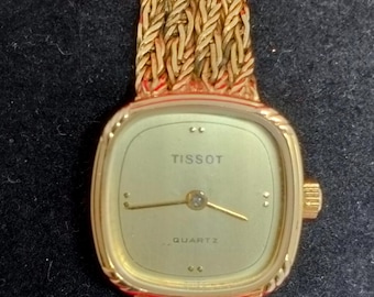 Vintage Tissot Le Locle 10 microns Gold plated Ladies watch 6 Jewels Fond Acier Inoxydable Swiss Quartz 1980&#39;s