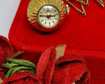 Vintage Bucherer Ball-horlogeketting, vergulde hanger jaren 60