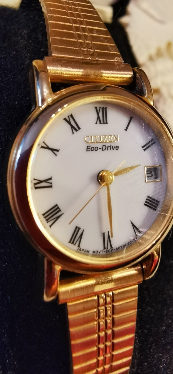 Vintage Citizen Eco-drive E011-S049423 Gold Plated Classic Women's