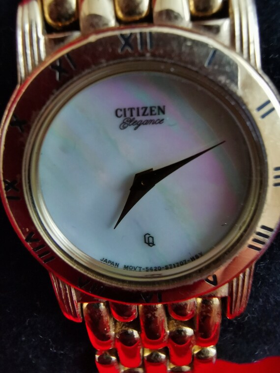 Vintage Citizen Elegance 5420 S26003 SMW Tono dorado Reloj de pulsera analogico de nacar Japon Solar Etsy Mexico