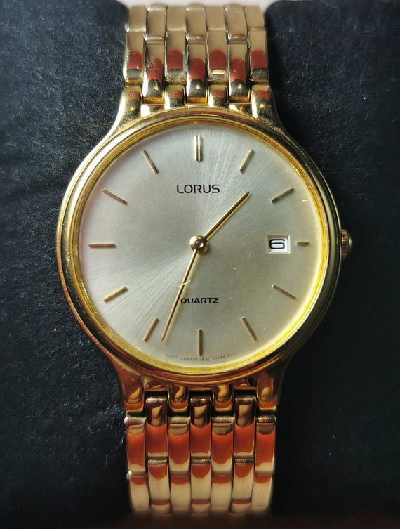 Vintage Dress lorus V53L 7A20 Quartz Japan Men Watch Analog Gold Metal Day Etsy Canada