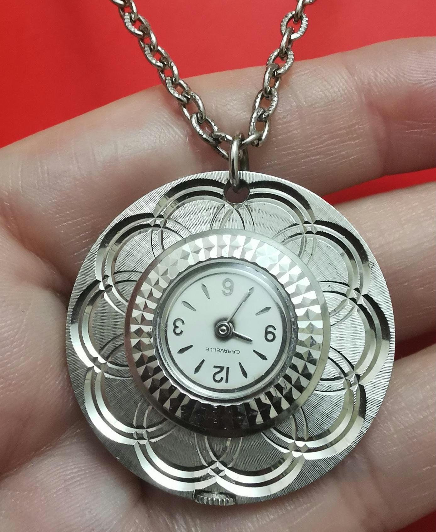 Caravelle by Bulova Vintage Mechanical Watch Necklace, West  display picture 1
