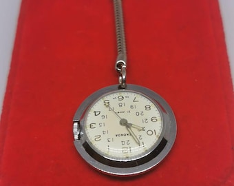Vintage Nurse Lapel Sekonda 21 Jewels Classic Watch Pin 1980&#39;s Mechanical USSR Collectable