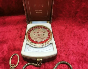 Fotómetro Zeiss Ikon Ikophot vintage – Fabricado en Alemania, c. 1950, fotómetro de selenio con estuche de cuero, probado y en funcionamiento, artículo de colección.